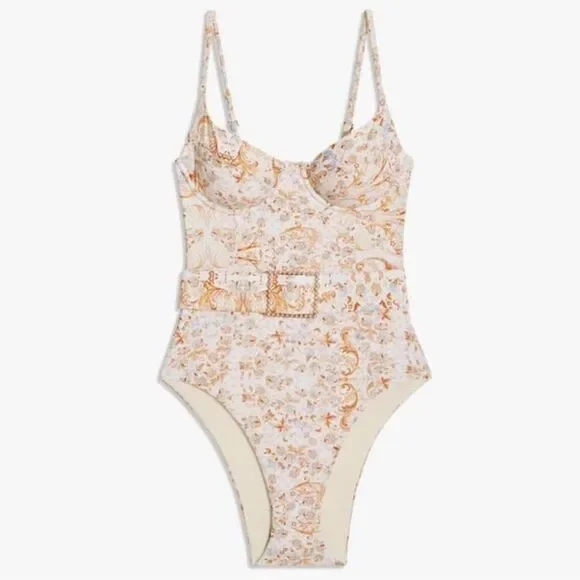 NWT WeWoreWhat Danielle One Piece Swim Suit Cream Size XS